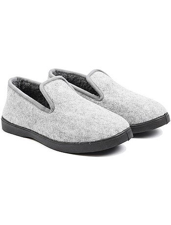 Charentaises mujer invierno ozabi, fieltro moteado, forradas, suela extraíble