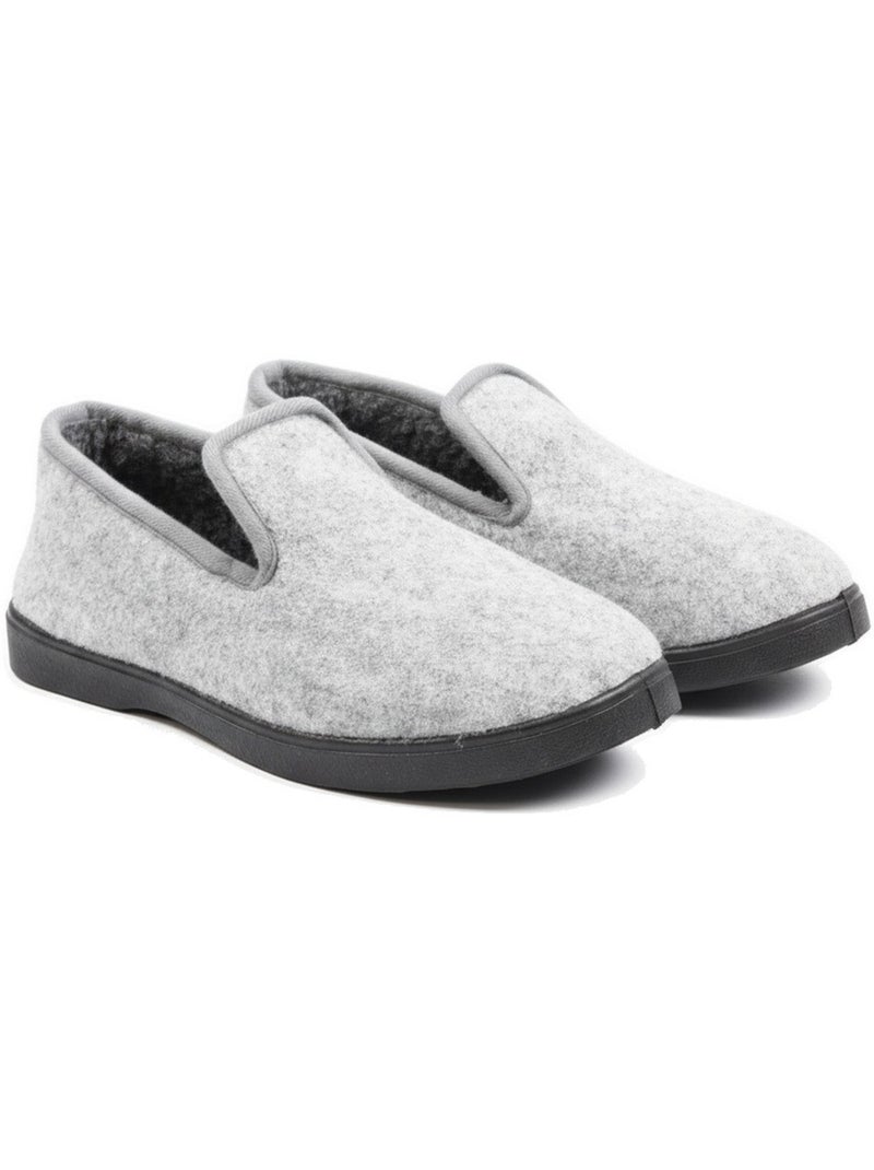 Charentaises mujer invierno ozabi, fieltro moteado, forradas, suela extraíble Gris - Kiabi