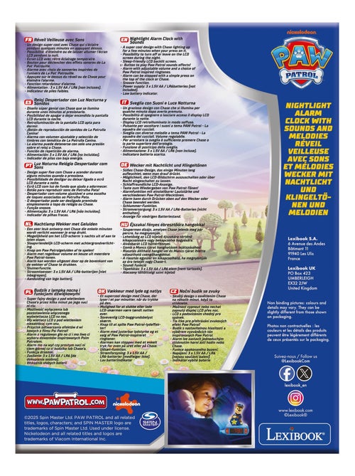 Chase Luz nocturna Reloj despertador con sonidos - Kiabi