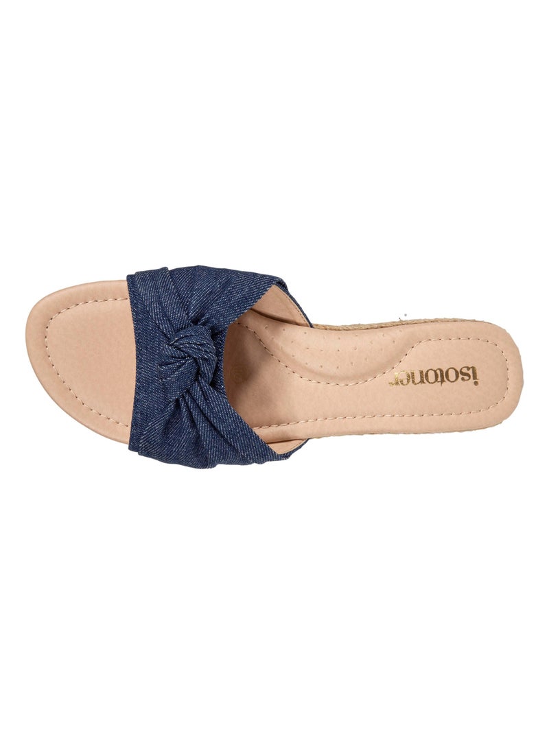 Chinelas con tacón de 3 cm efecto Jean  Isotoner Azul Azul - Kiabi
