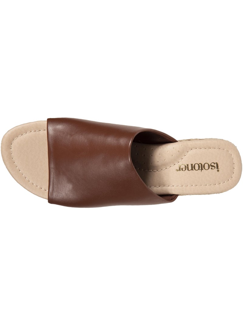 Chinelas con tacón de banda de 3 cm Cognac - Kiabi