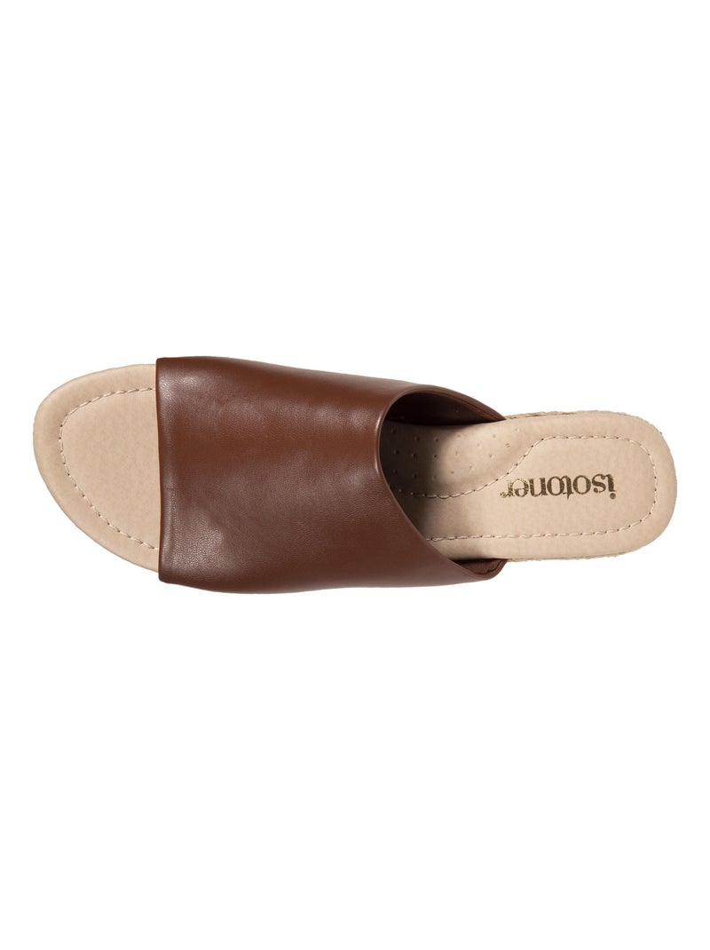 Chinelas con tacón de banda de 3 cm  Isotoner Cognac - Kiabi