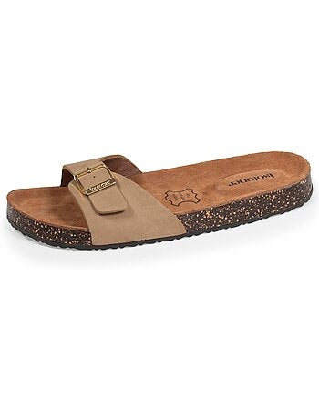 Chinelas sandalias con tira extra cómoda, plantilla de cuero isotoner