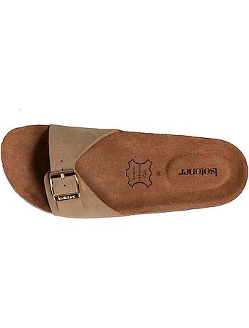 Chinelas sandalias con tira extra cómoda, plantilla de cuero isotoner