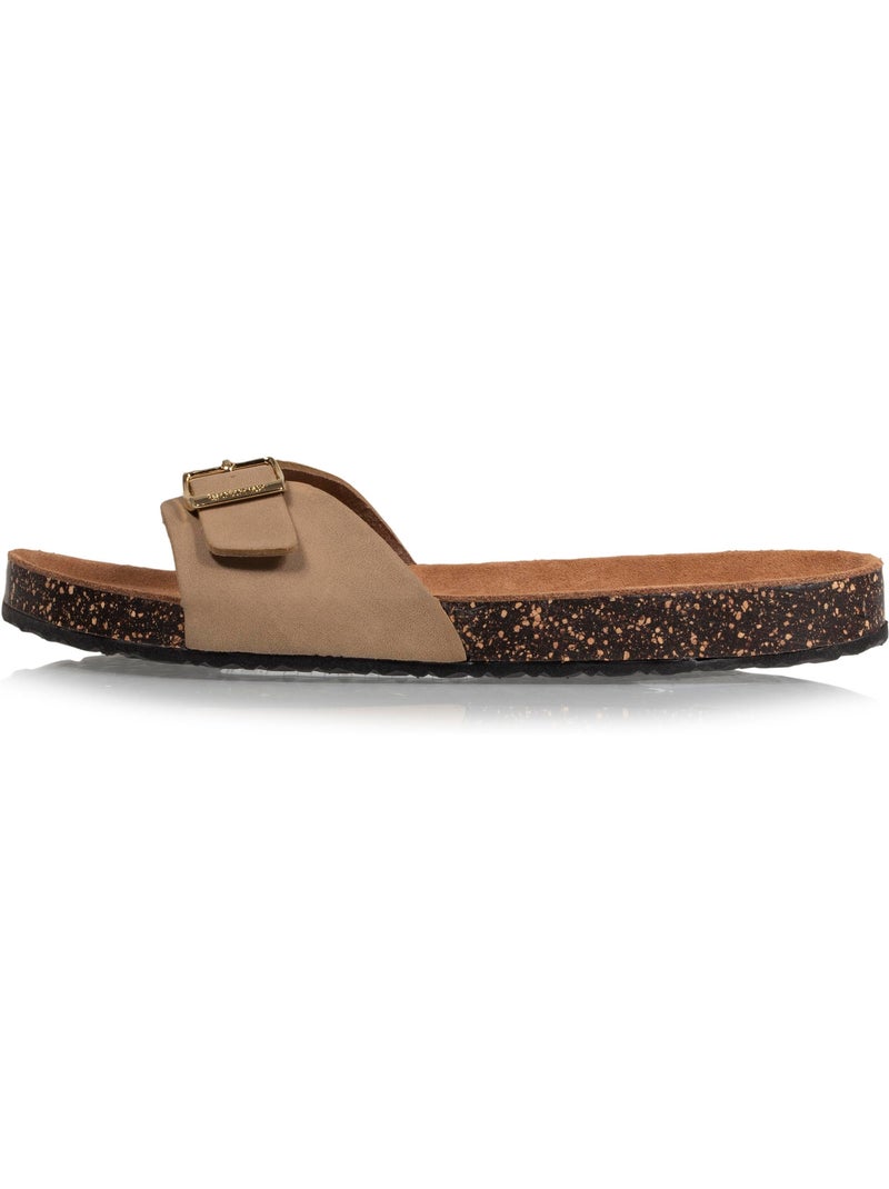 Chinelas sandalias con tira extra cómoda, plantilla de cuero  isotoner Taupe - Kiabi