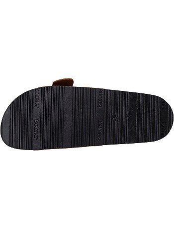 Chinenas con sencilla correa negra, plantilla de tacón de parche ultracómoda Isotoner