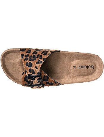 Chinenas con sencilla correa negra, plantilla de tacón de parche ultracómoda Isotoner