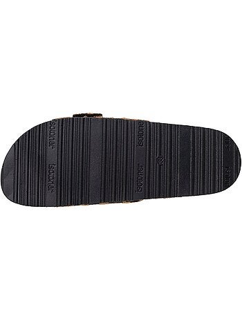 Chinenas con sencilla correa negra, plantilla de tacón de parche ultracómoda Isotoner