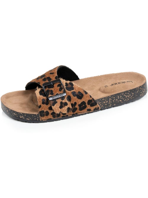 Chinenas con correa única de leopardo, plantilla de tacón de parche ultracómoda  Isotoner - Kiabi