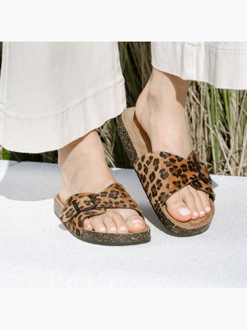 Chinenas con correa única de leopardo, plantilla de tacón de parche ultracómoda  Isotoner - Kiabi