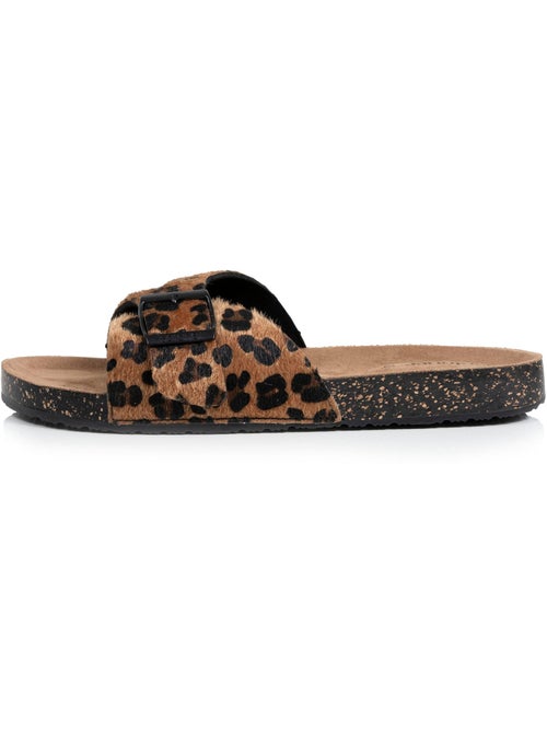 Chinenas con correa única de leopardo, plantilla de tacón de parche ultracómoda  Isotoner - Kiabi