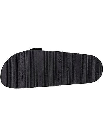 Chinenas con sencilla correa negra, plantilla de tacón de parche ultracómoda Isotoner