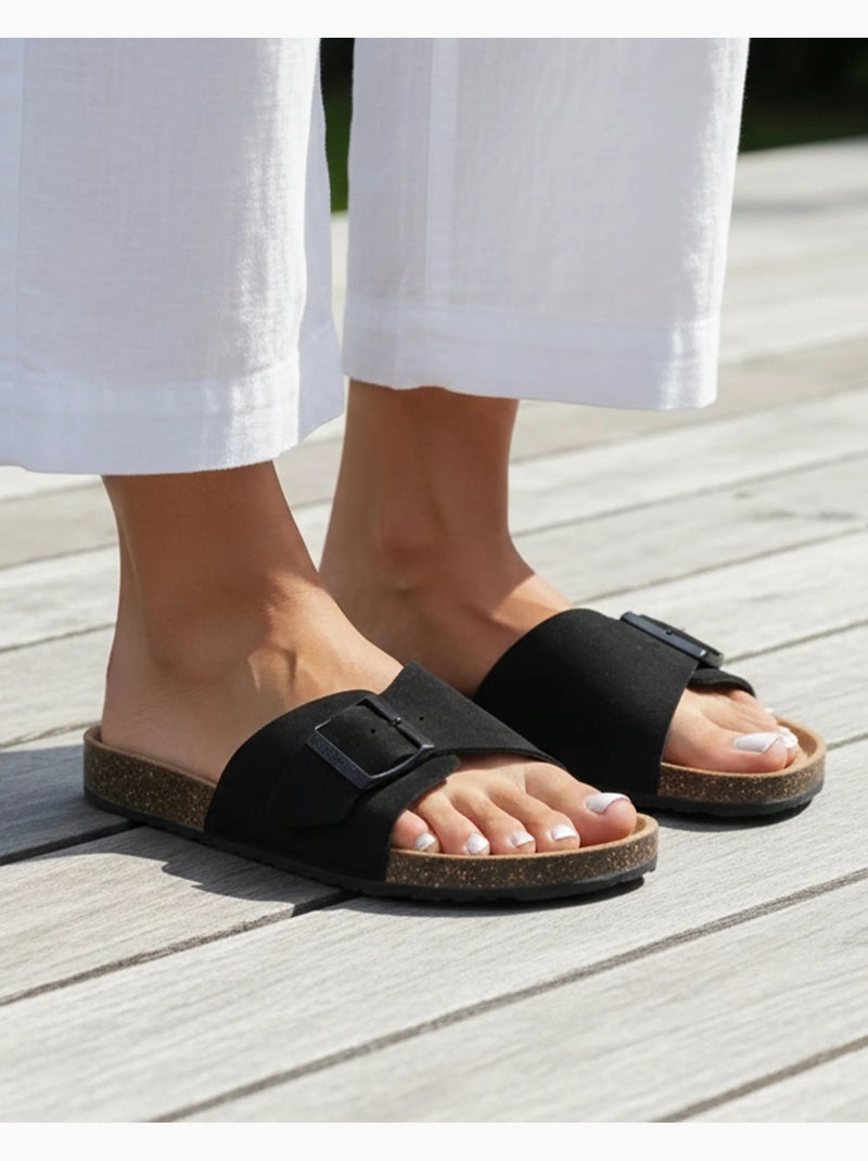 Chinenas con sencilla correa negra, plantilla de tacón de parche ultracómoda  Isotoner Negro - Kiabi