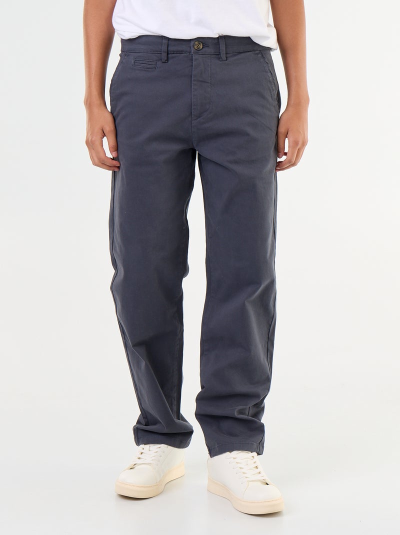 Chino liso de corte estándar Azul - Kiabi