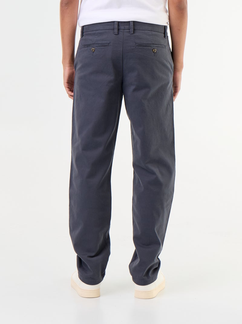 Chino liso de corte estándar Azul - Kiabi