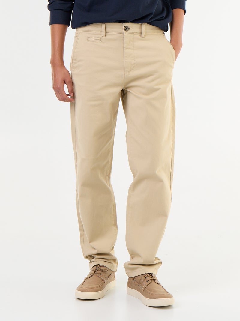 Chino liso de corte estándar Beige - Kiabi