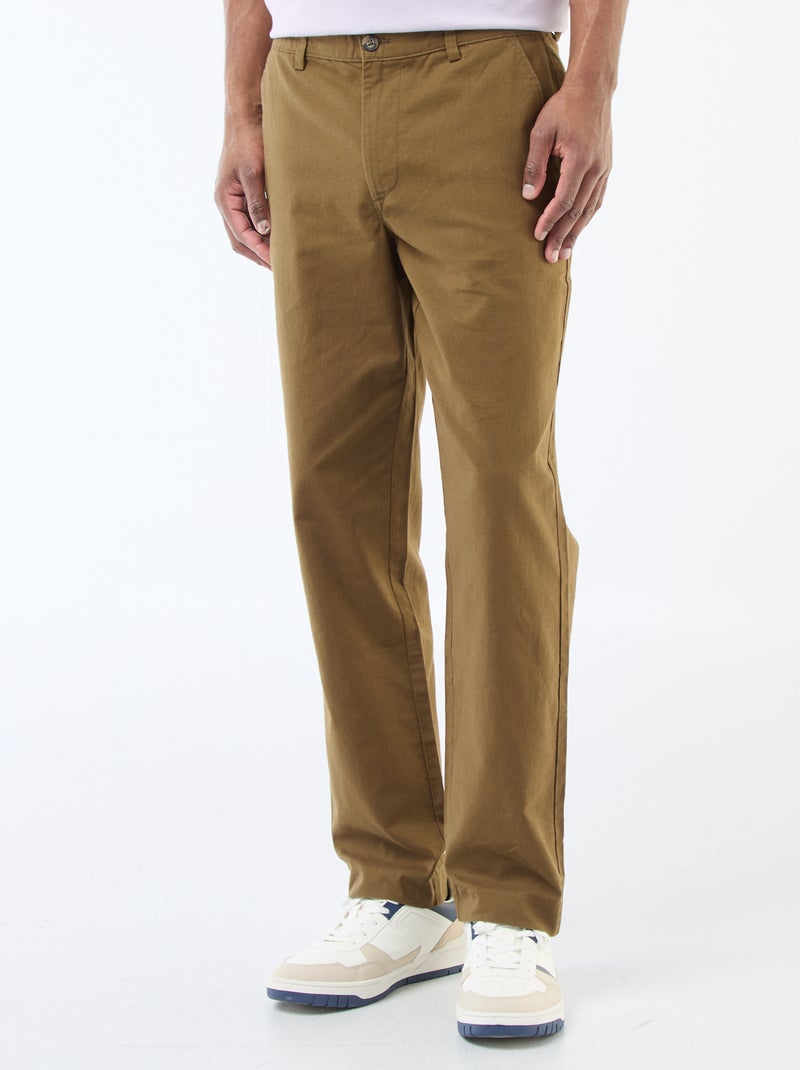 Chino liso de talle estándar Kaki - Kiabi