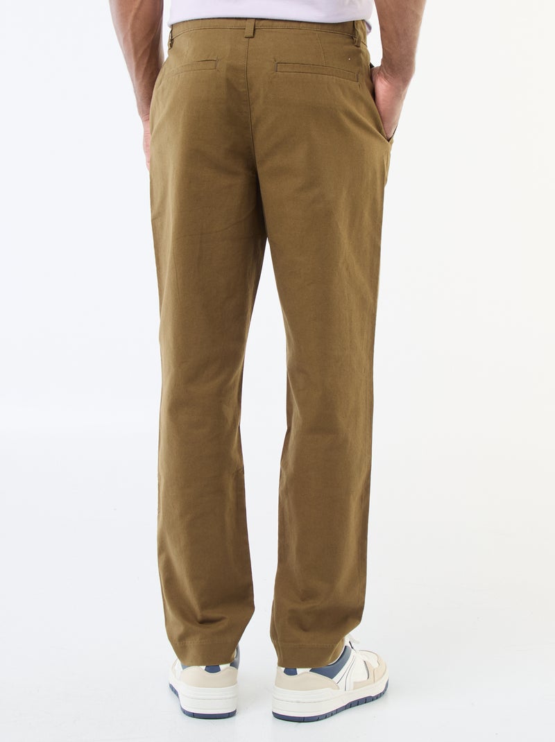 Chino liso de talle estándar Kaki - Kiabi