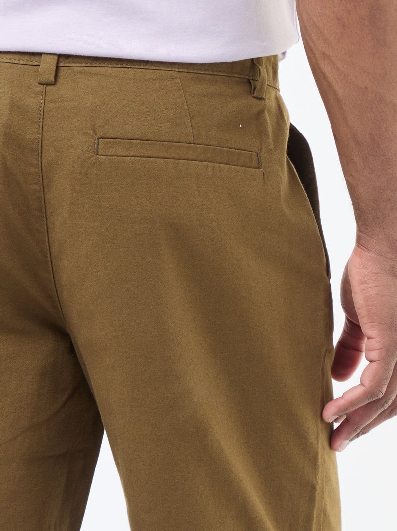 Chino liso de talle estándar Kaki - Kiabi