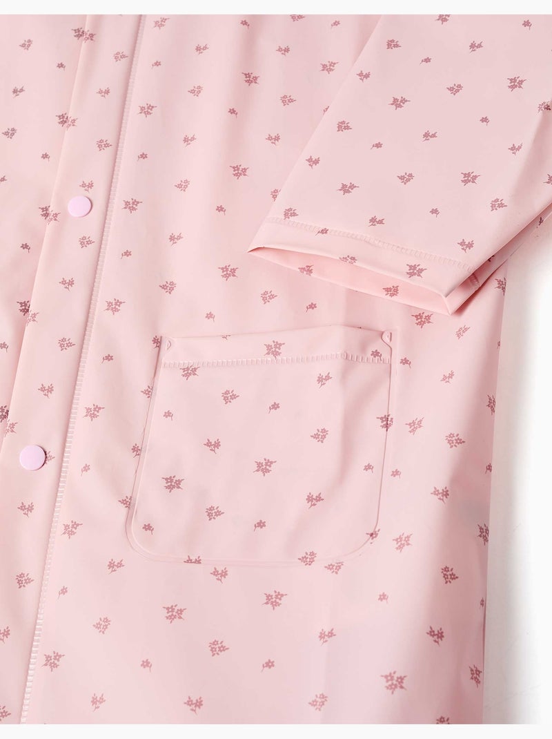 Chubasquero con capucha y estampado floral Rosa claro - Kiabi