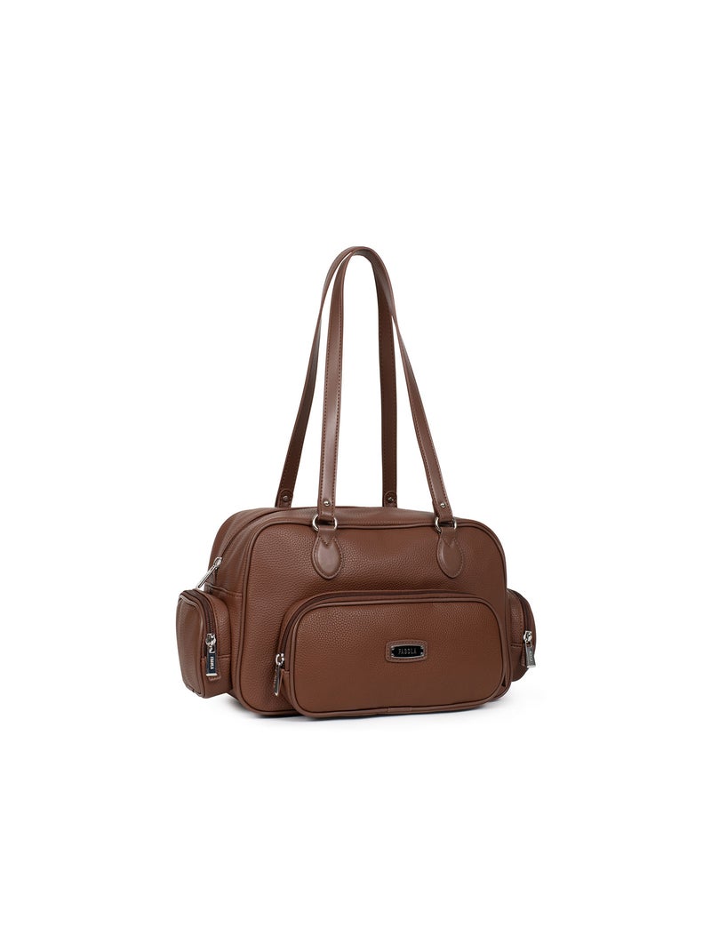 CIARA - Bolso de hombro con 2 asas Marrón chocolate - Kiabi