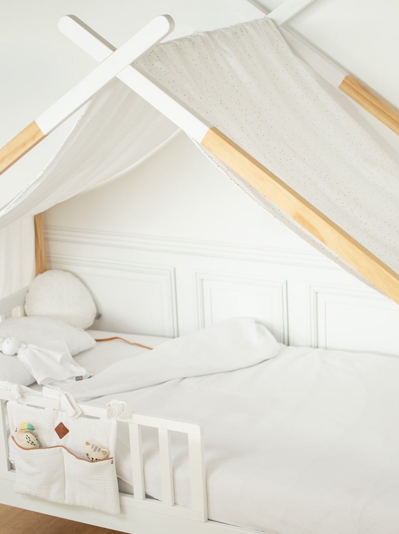 Cielo de cama tipo cabaña para niño en gasa de algodón | sevira kids Blanco dorado - Kiabi