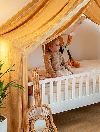 Cielo de cama tipo cabaña para niño en gasa de algodón | sevira kids
