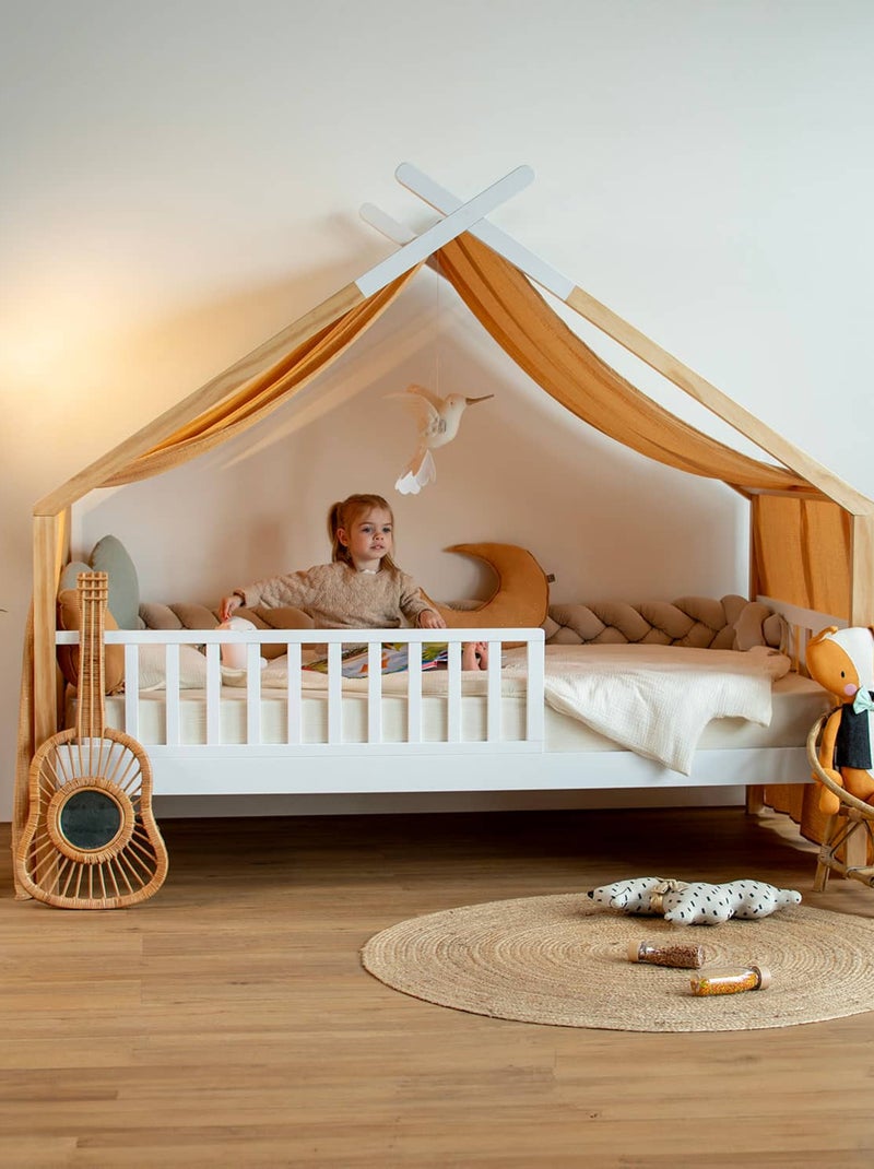Cielo de cama tipo cabaña para niño en gasa de algodón | sevira kids Taupe/Dorado - Kiabi