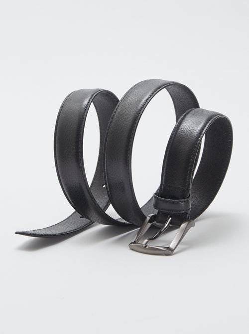 Cinturón básico de cuero con hebilla metálica - Kiabi