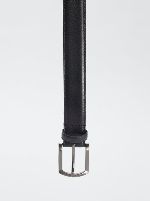 Cinturón básico de cuero con hebilla metálica - Kiabi