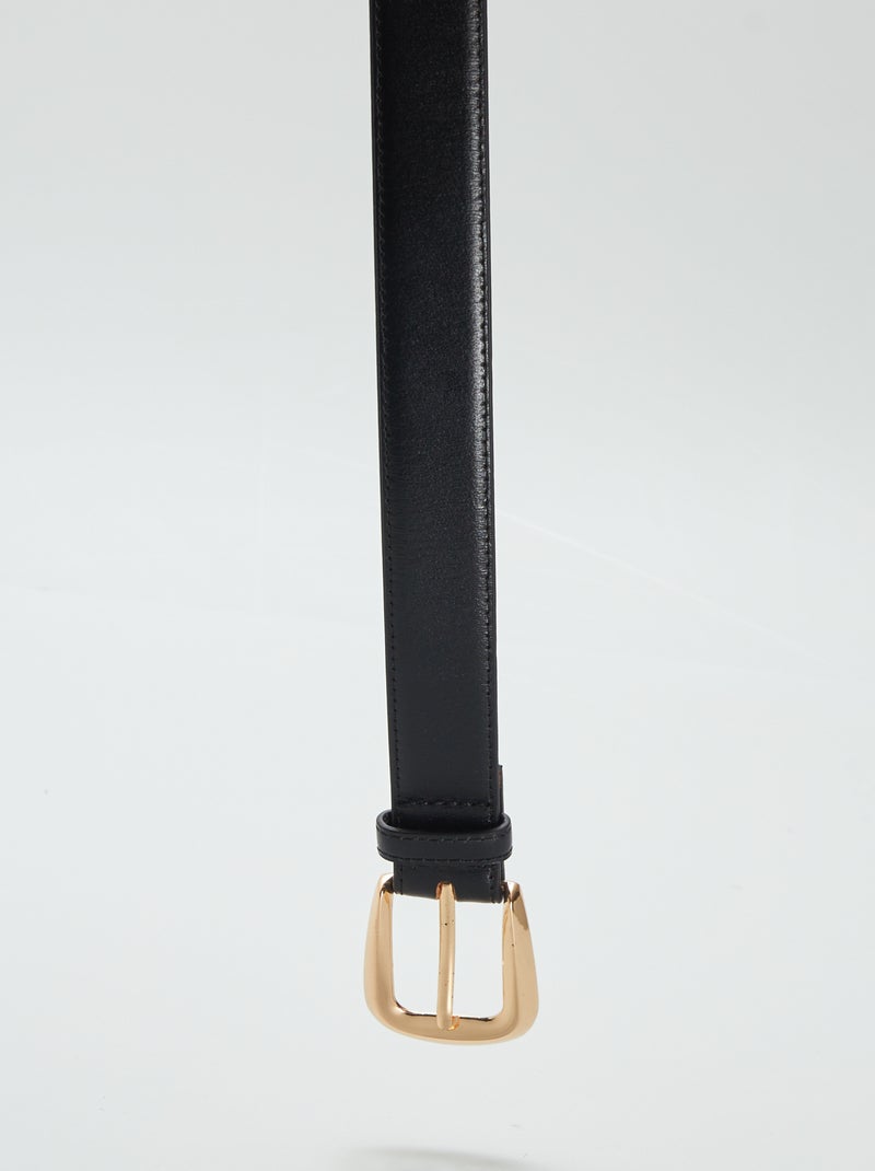 Cinturón básico de cuero NEGRO - Kiabi