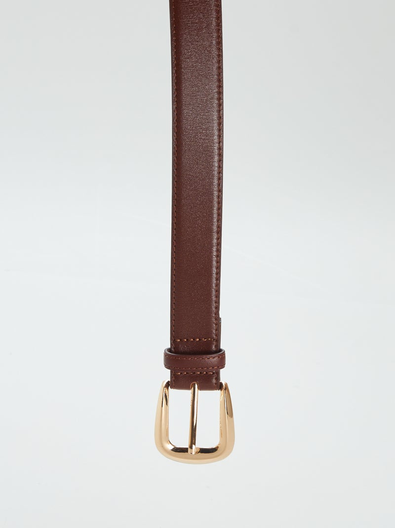 Cinturón básico de piel MARRON - Kiabi