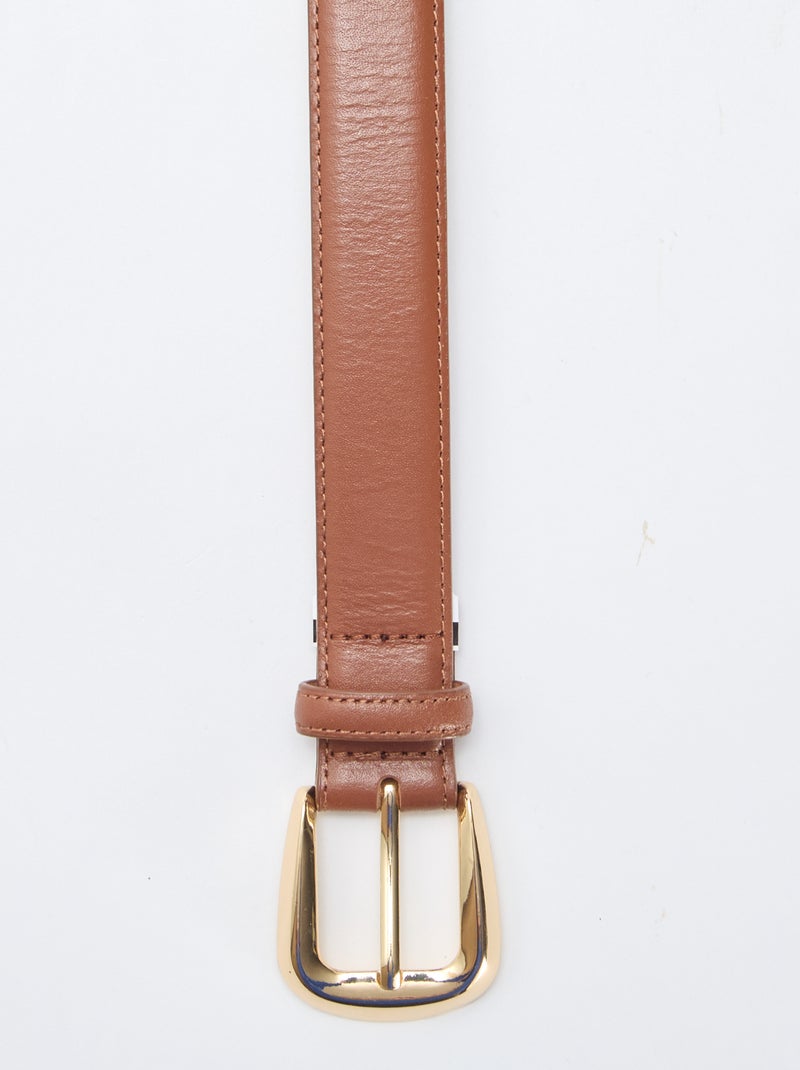 Cinturón básico de piel Marron - Kiabi