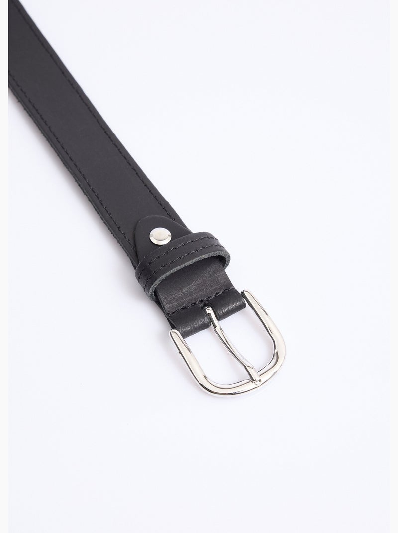 Cinturón casual chic de cuero, bordes sin rematar - AFIBEL Negro - Kiabi