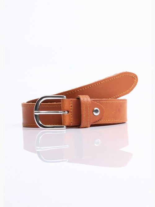 Cinturón casual elegante de cuero, bordes sin rematar - AFIBEL - Kiabi