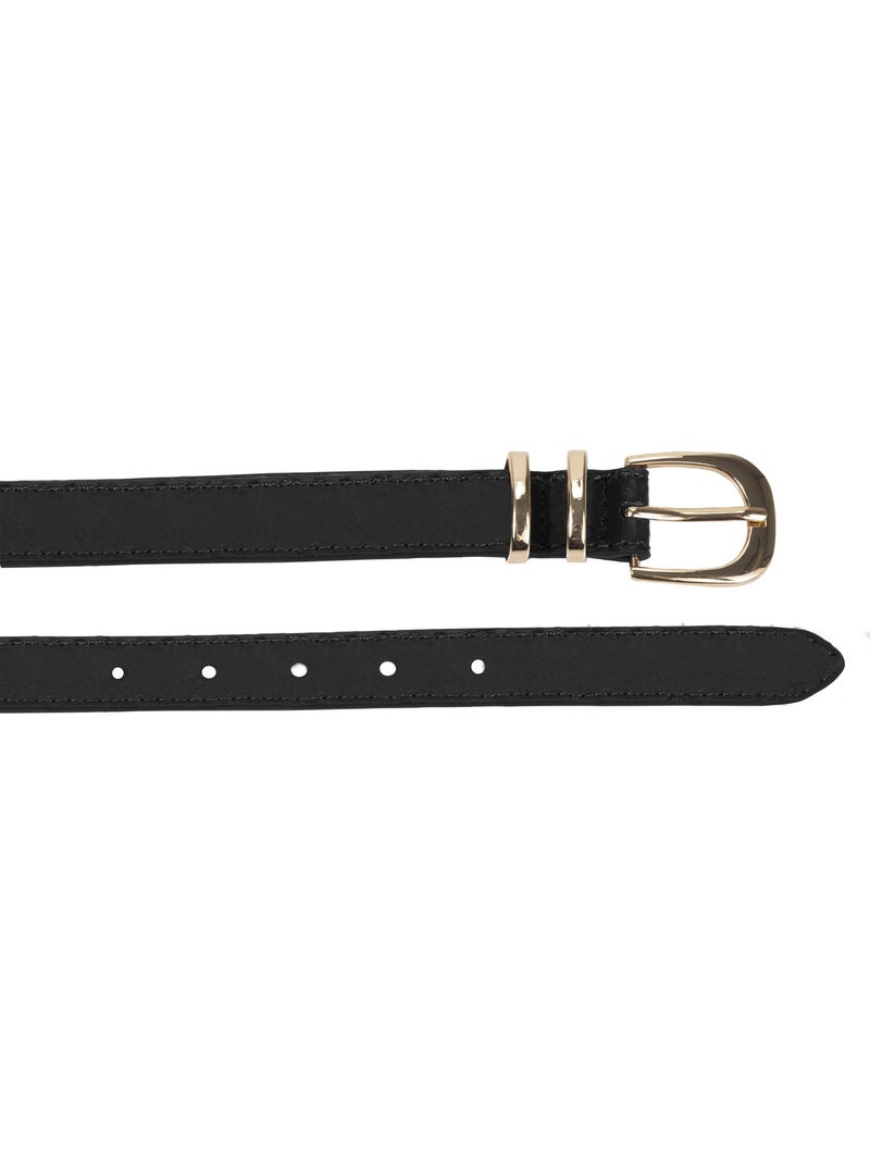 Cinturón con hebilla dorada mujer isotoner Negro - Kiabi