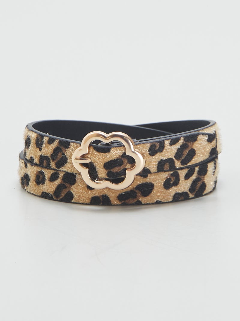 Cinturón con motivo de leopardo de efecto pelo BEIGE - Kiabi