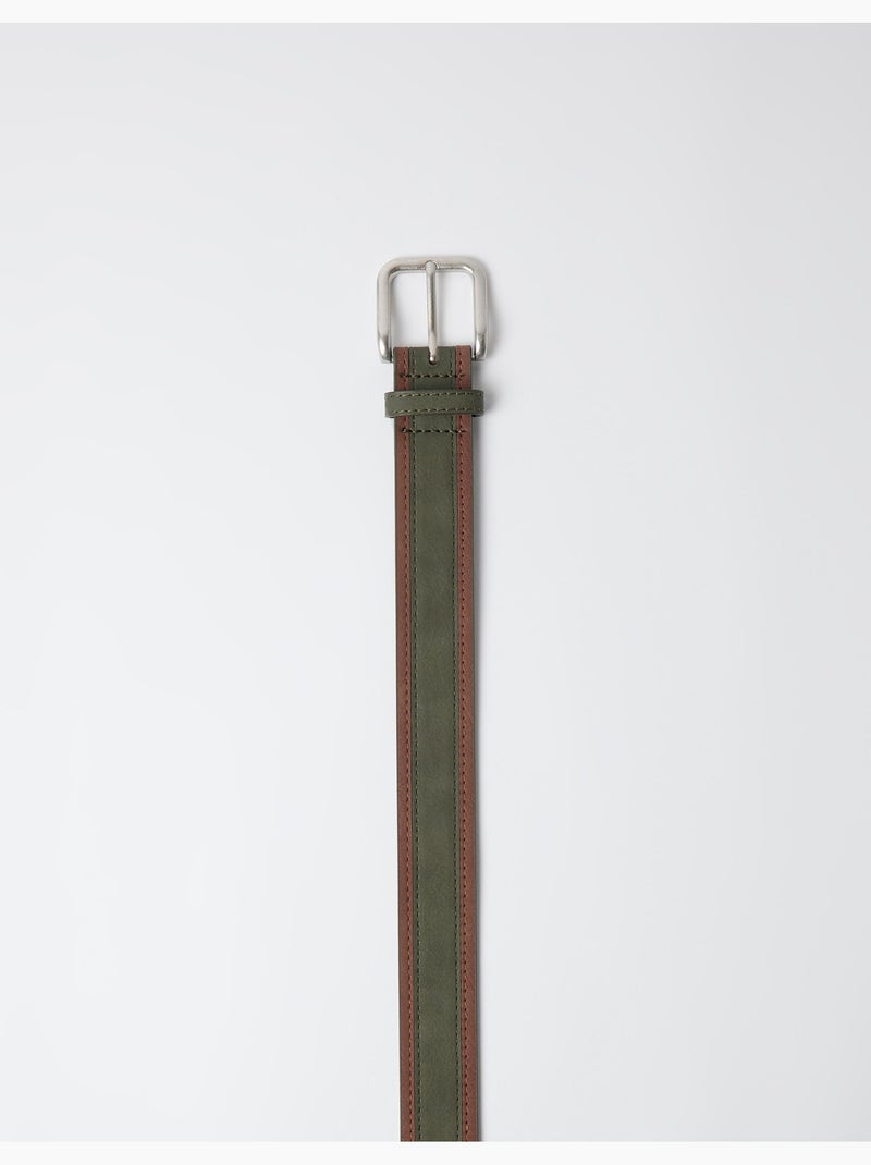 Cinturón con pespuntes, mo fashion Verde - Kiabi