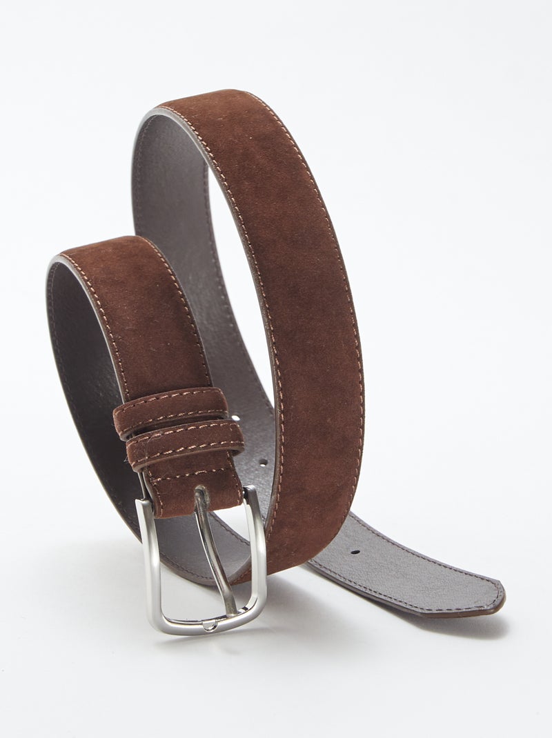 Cinturón de antelina con hebilla metálica MARRON - Kiabi