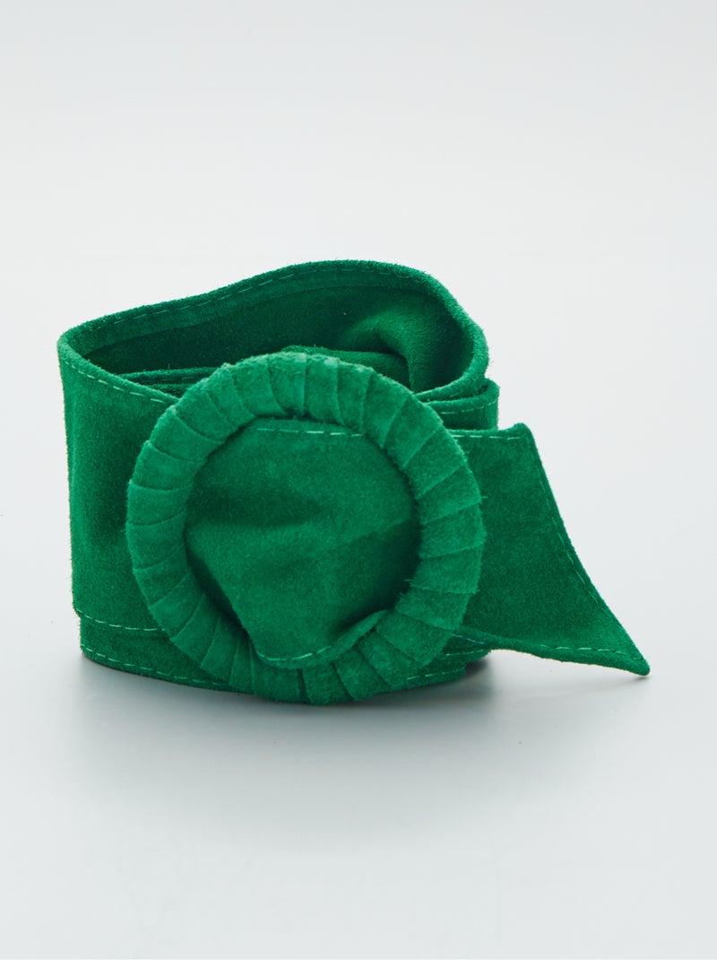 Cinturón de antelina hebilla redonda verde - Kiabi