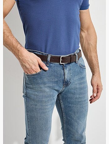 Cinturón de cuero auténtico, hebilla metálica - AFIBEL