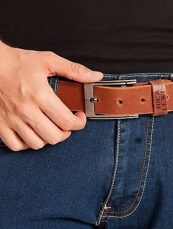 Cinturón de cuero con hebilla de acero cepillado COLONEL 'Rica Lewis'