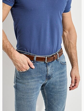 Cinturón de cuero de borde sin rematar, hebilla metálica - AFIBEL