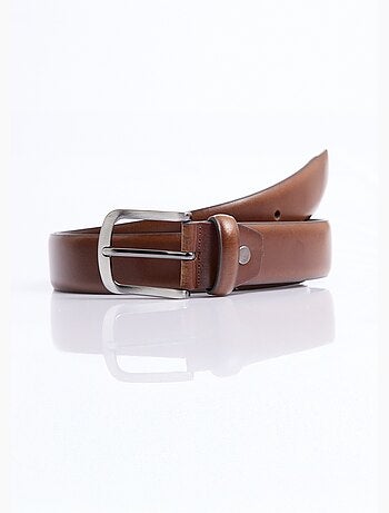 Cinturón de cuero de borde sin rematar, hebilla metálica - AFIBEL