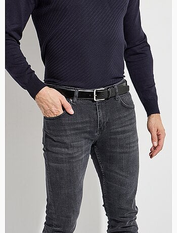 Cinturón de cuero de borde sin rematar, hebilla metálica - AFIBEL