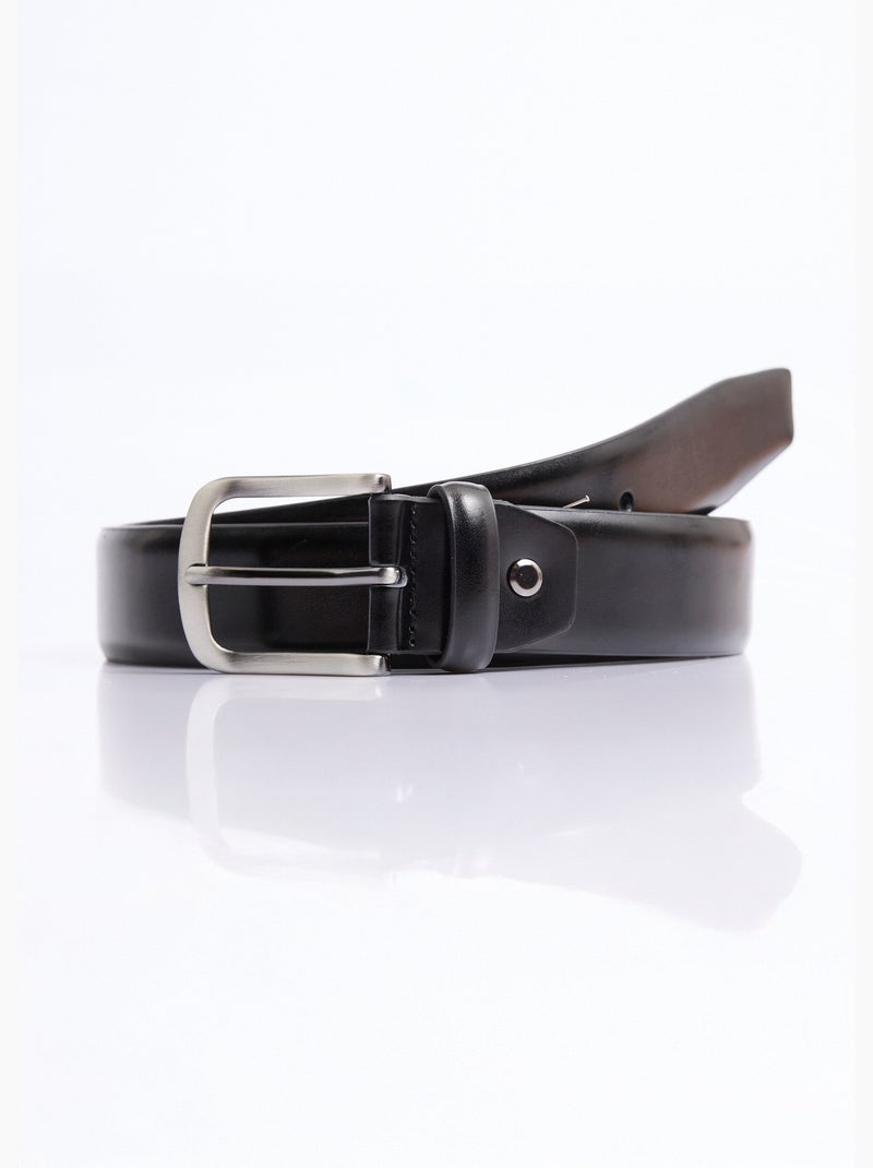 Cinturón de cuero de bordes crudos, hebilla metálica - AFIBEL Negro - Kiabi