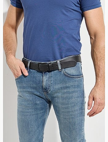 Cinturón de cuero monocromático con bordes sin rematar - AFIBEL