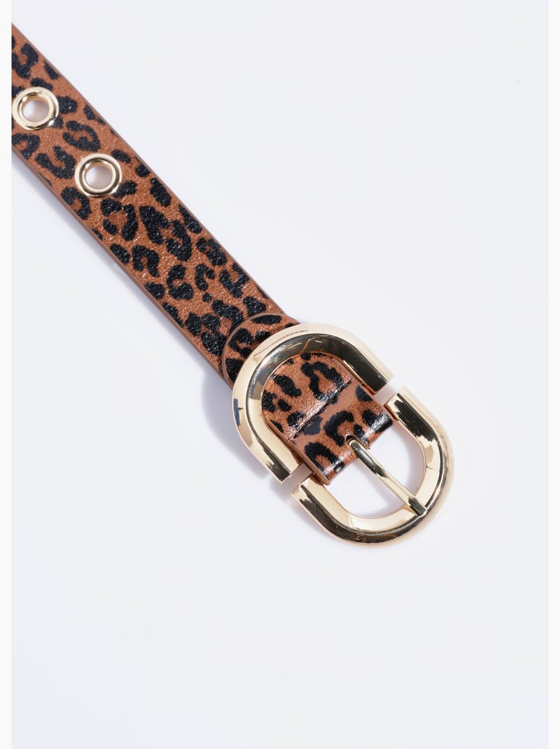 Cinturón de leopardo multiposición - AFIBEL Marrón - Kiabi