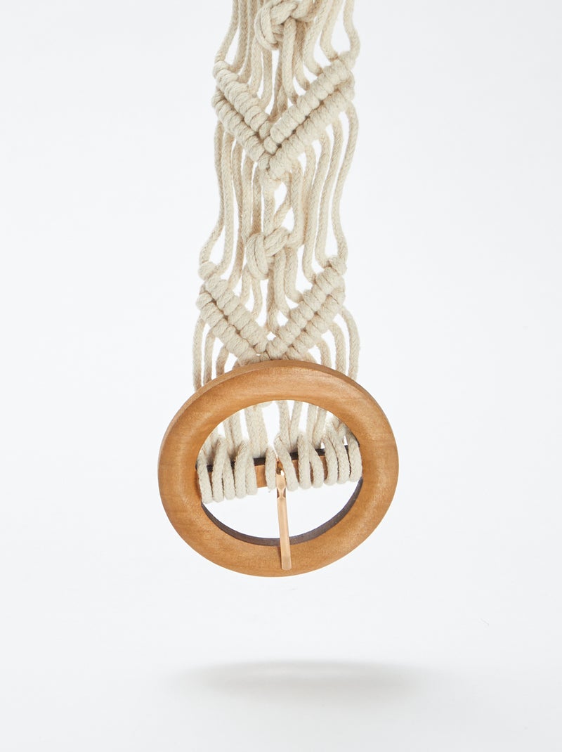 Cinturón de macramé con calados BLANCO - Kiabi