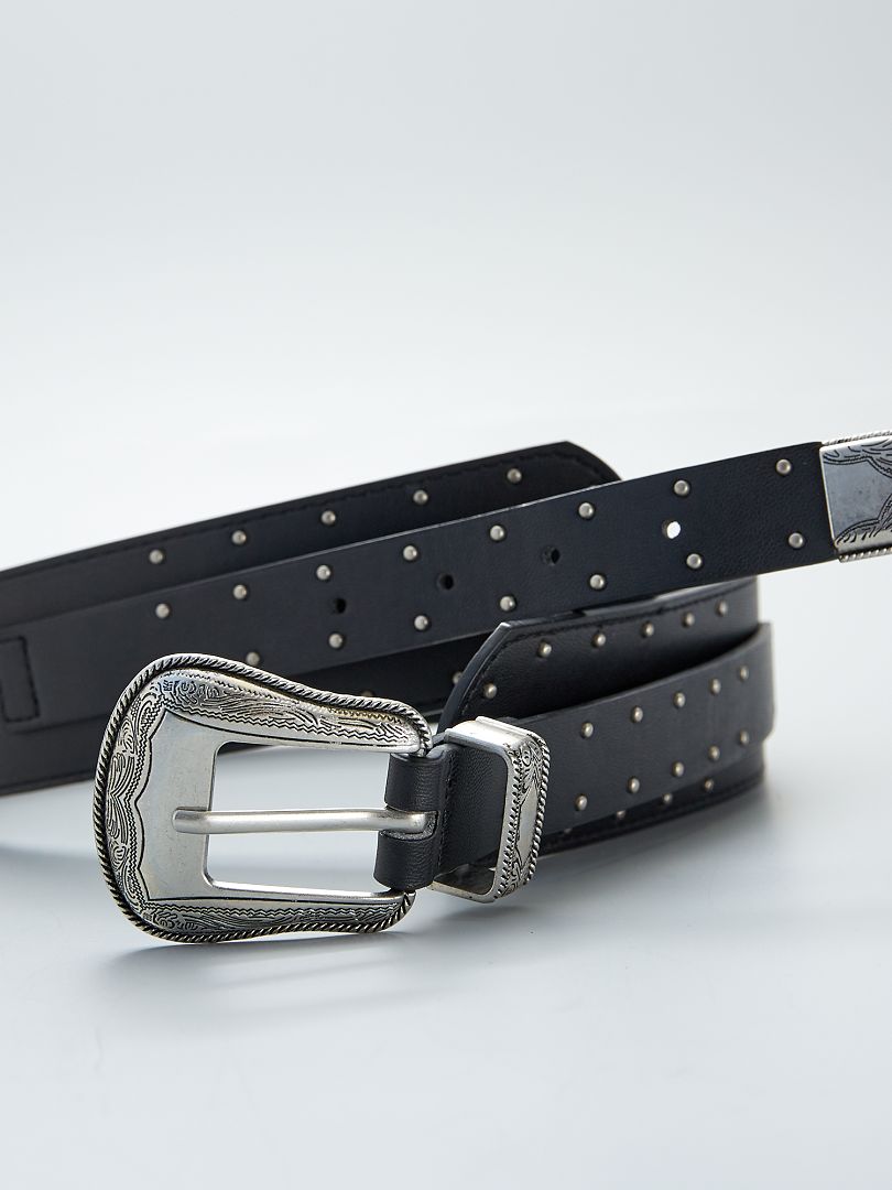 Cinturón de material sintético estilo western negro - Kiabi